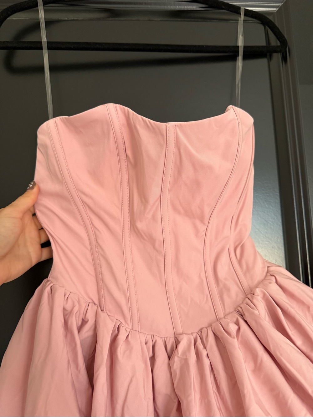 Showpo Seraphina Maxi Dress - Strapless Asymmetrical Bubble Hem Dress in Pink - Picture 7 of 9